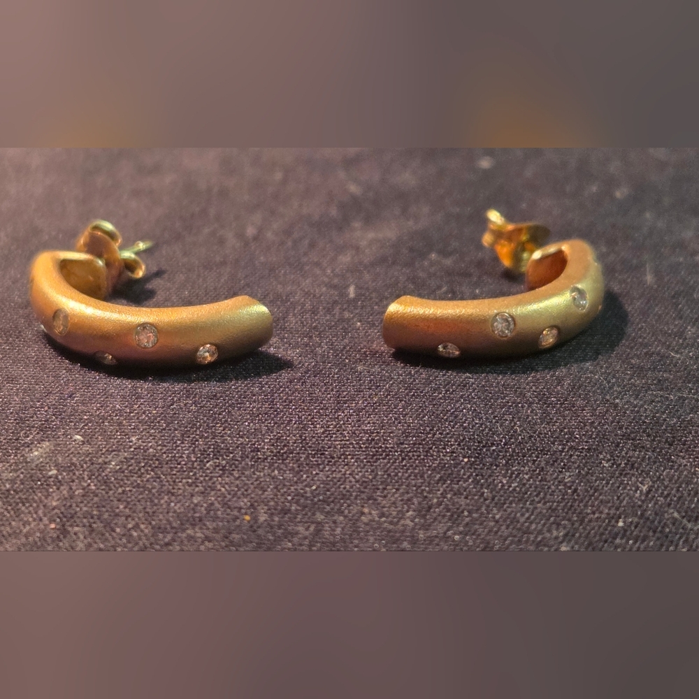 14k Gold Bezel Diamond Earrings